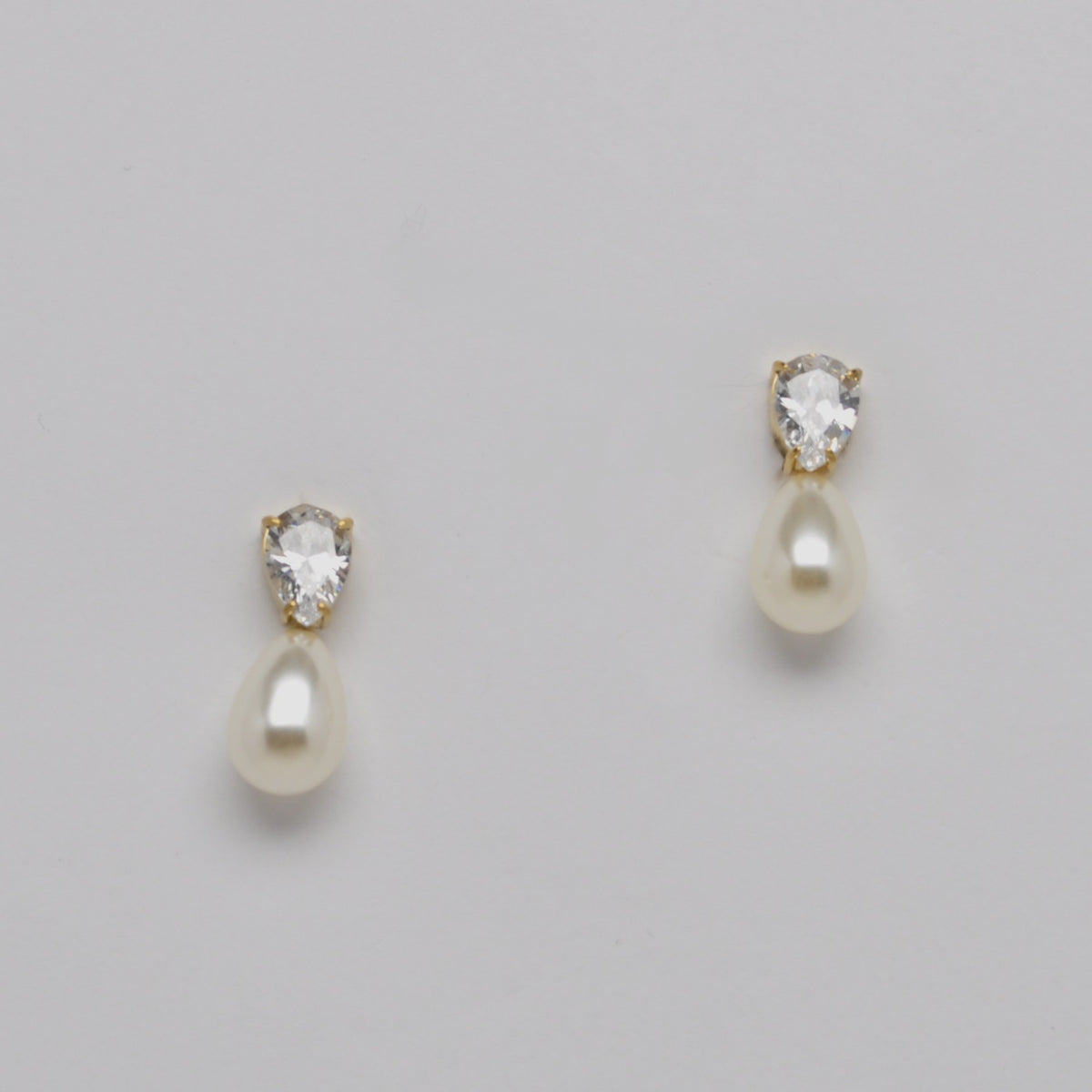 Pearl w/Teardrop Cut Cubic Zirconia Earrings