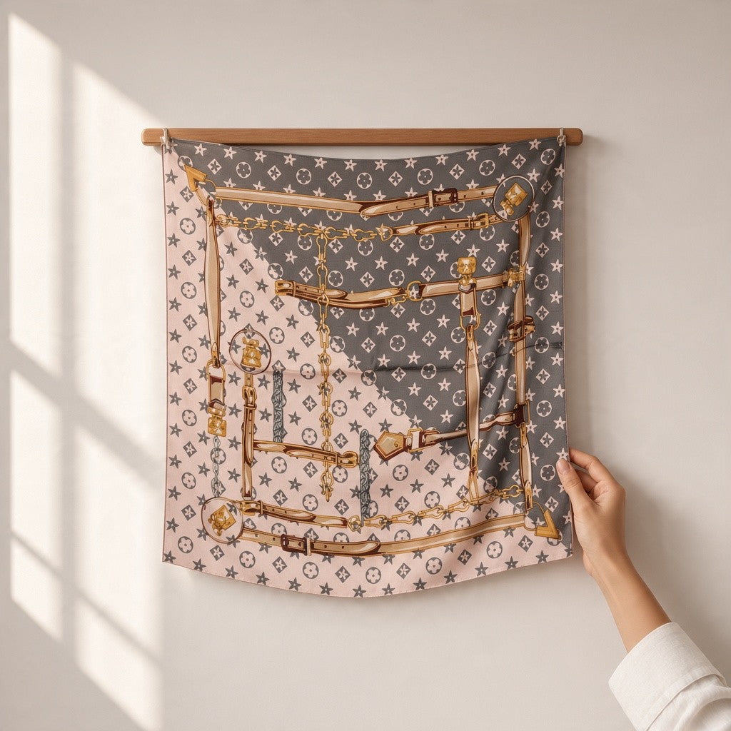 Designer Print Belt Chain Scarf