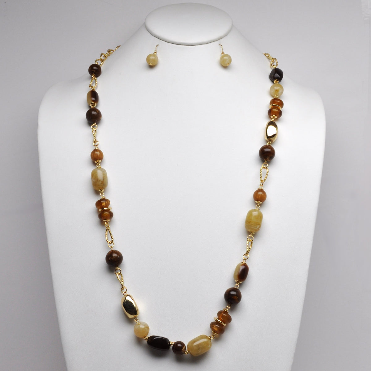 Long Pebble Lucite Beaded Necklace