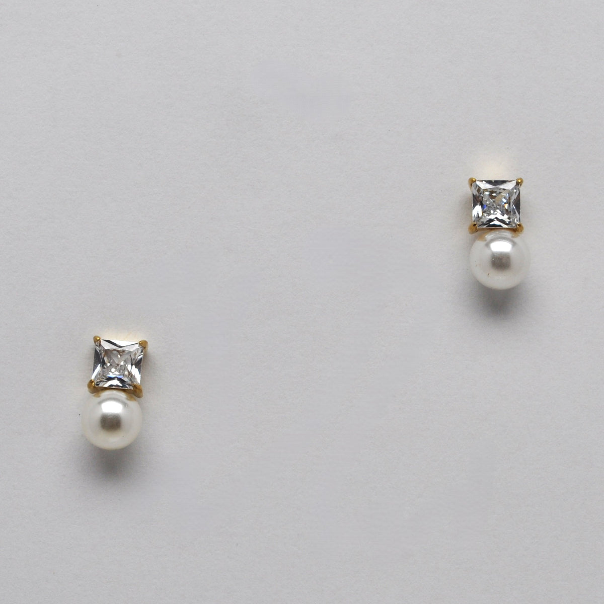 Stainless Steal Crystal Pearl Stud Earrings