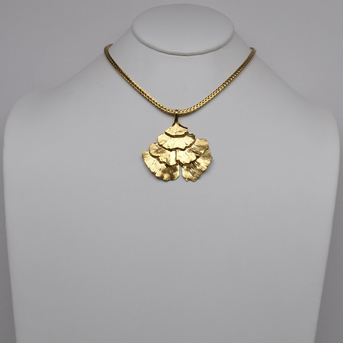 Stainless Steel Ginkgo Leaf Pendant Necklace