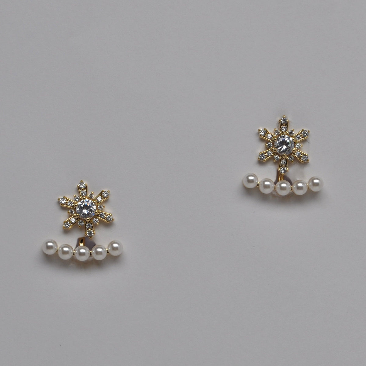 Snowflake Crystal Pearl Ear Jacket Earrings