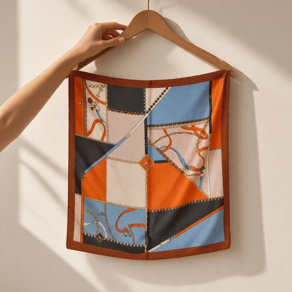 Color-Blocked Harness Mosaic Square Scarf