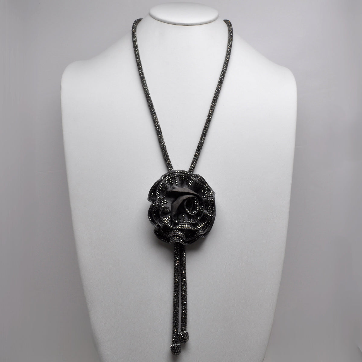 Rhinestone Flower Long Necklace