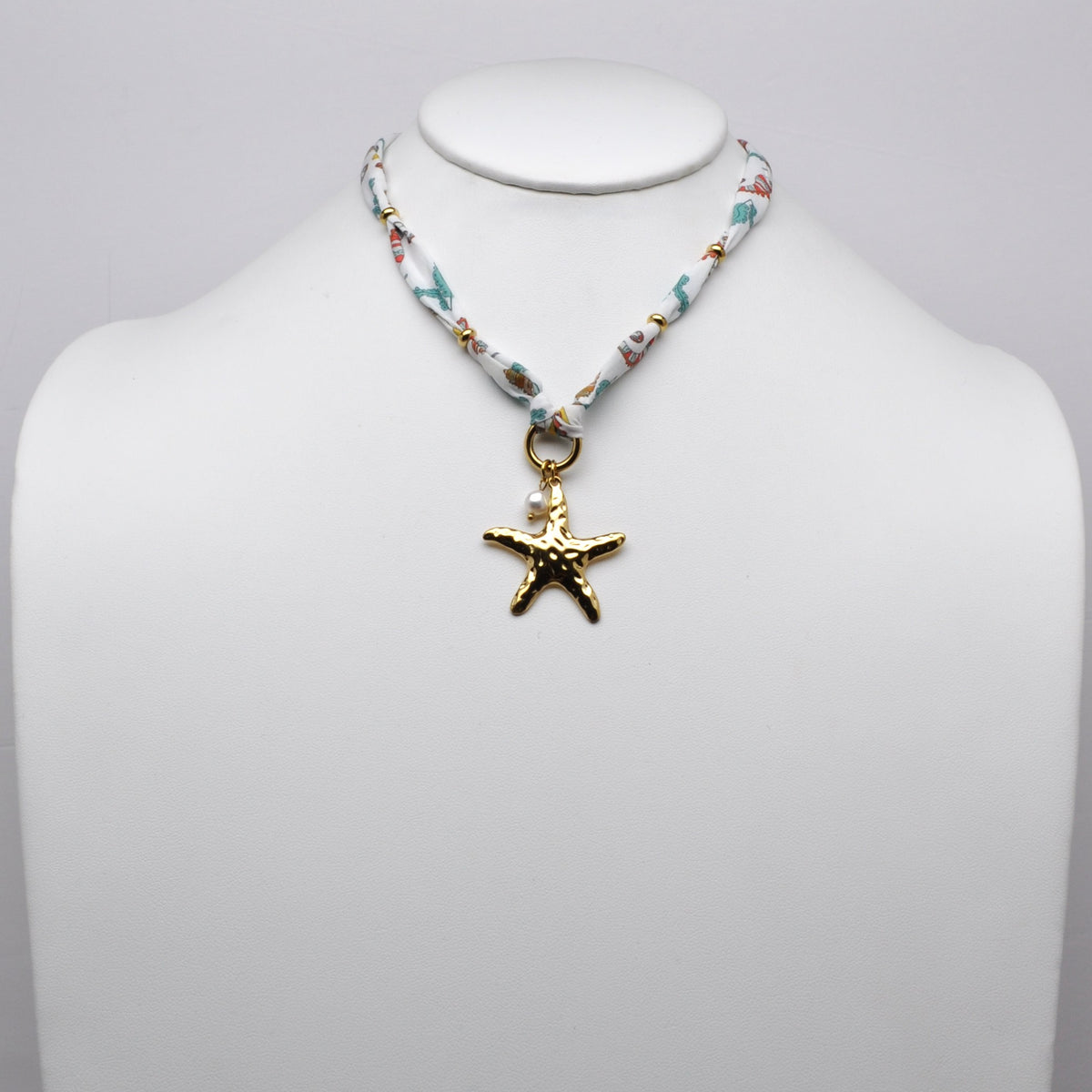 Stainless Steel Starfish Fabric Necklace