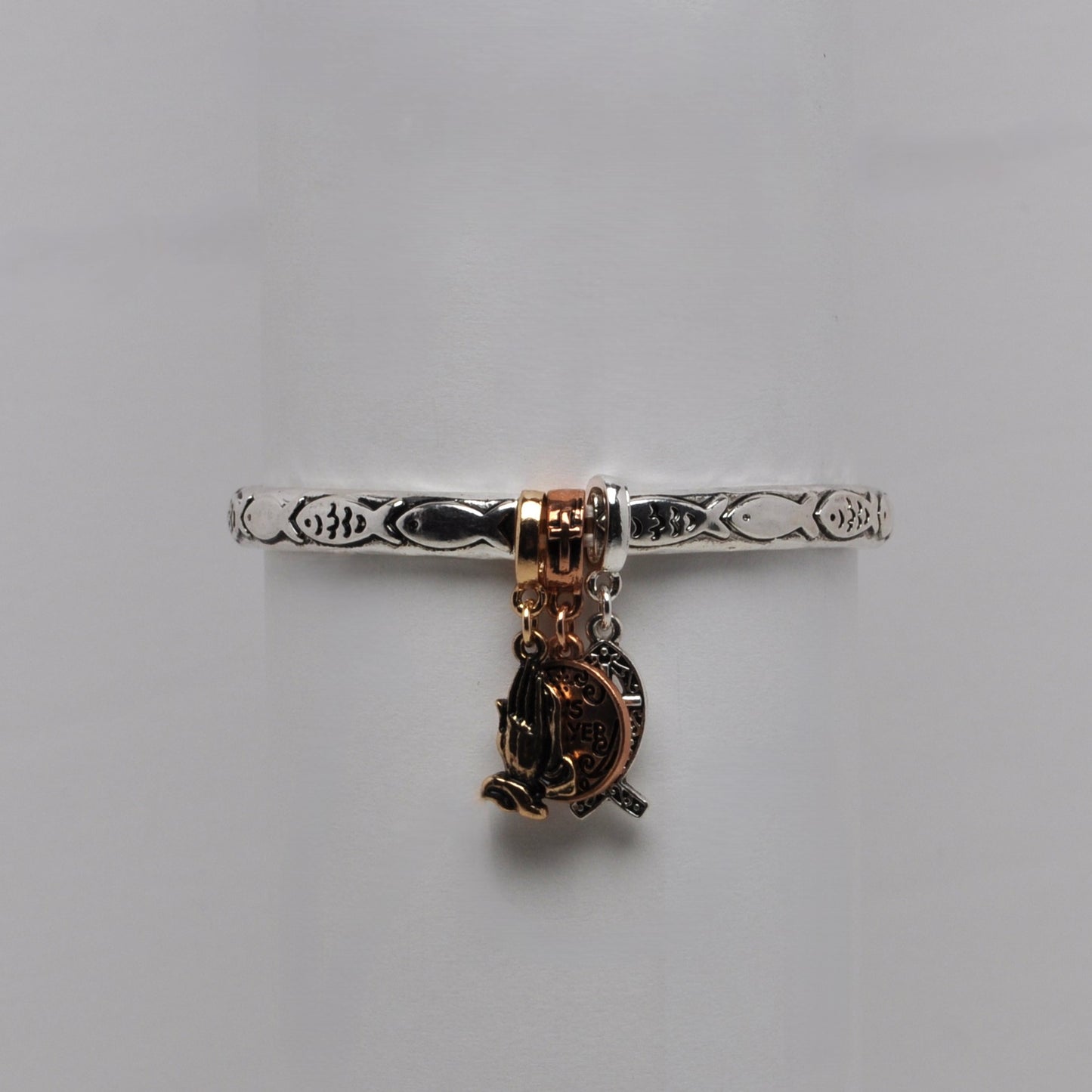 "Lord's Prayer" Praying Hands Cross Charm Bracelet