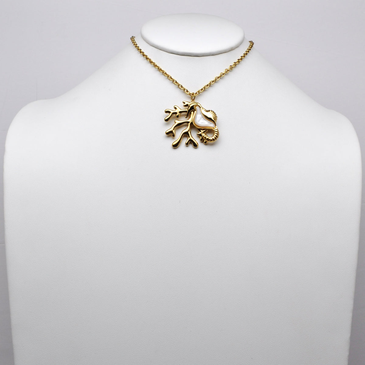 Stainless Steel Coral Seahorse Pendant Necklace