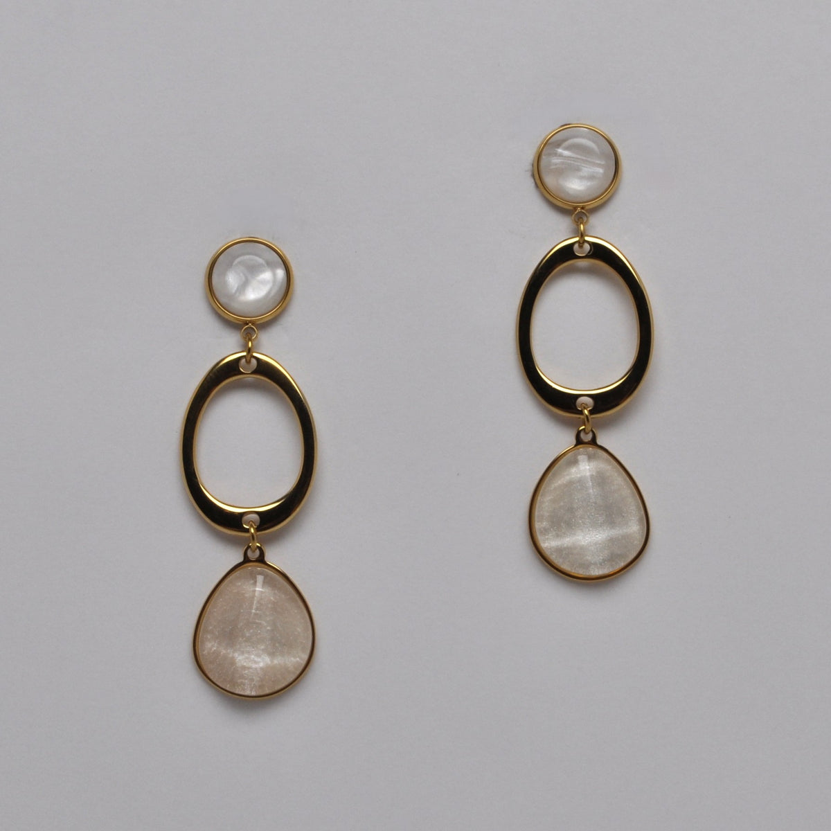 Mixed Geometric Triple Drop Earrings