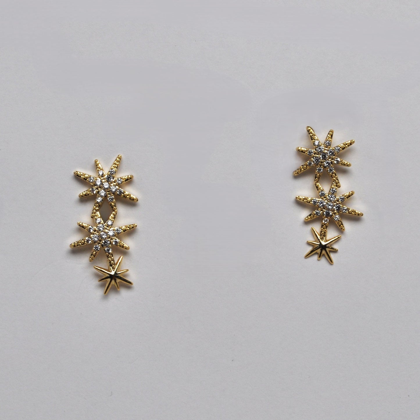 Celestial Triple Starburst Drop Earrings