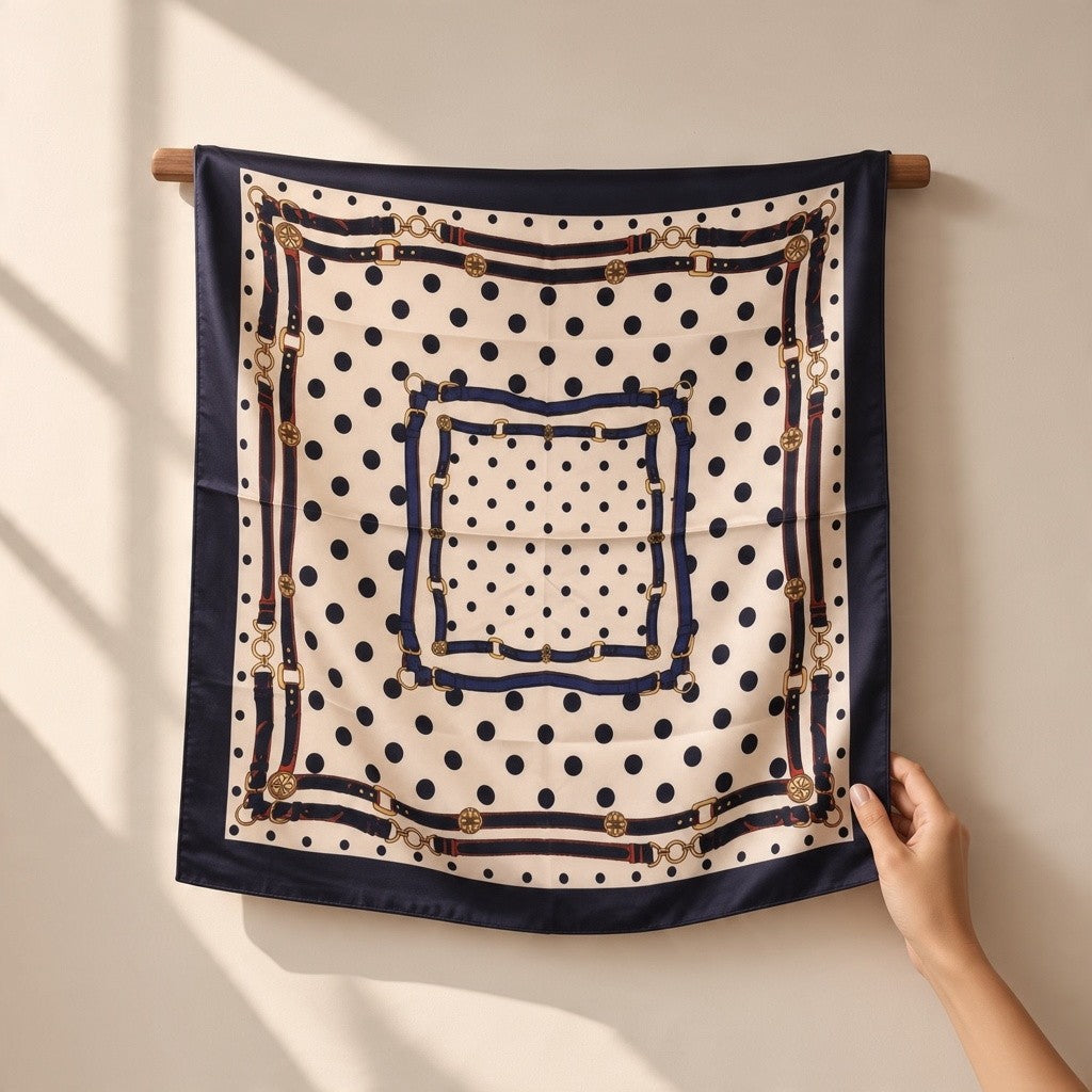 Polka Dot & Equestrian Strap Print Scarf