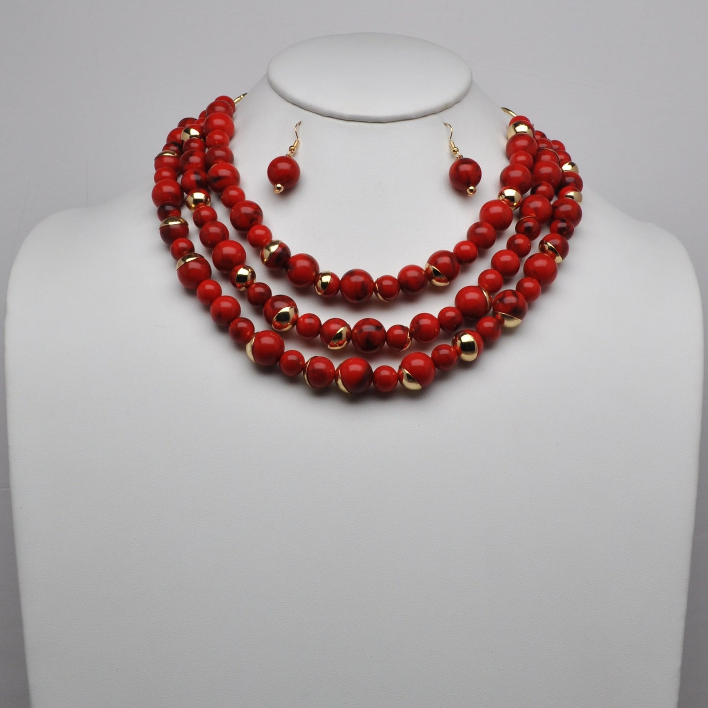 Lucite Marble Design Layered Necklace Set