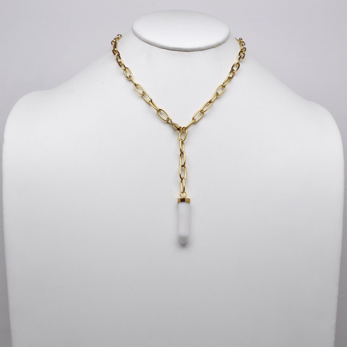 Stainless Steel Crystal Lariat Necklace