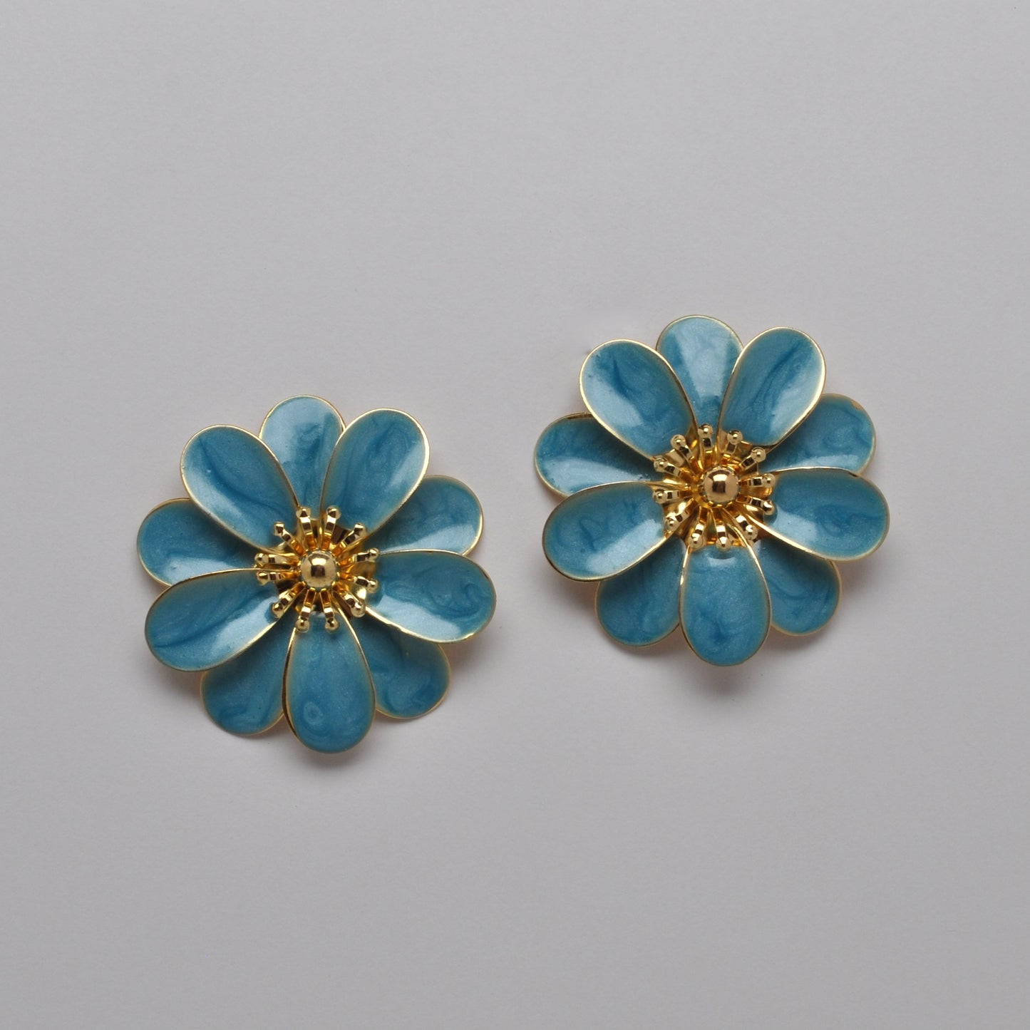Metal Resin Flower Statement Earrings