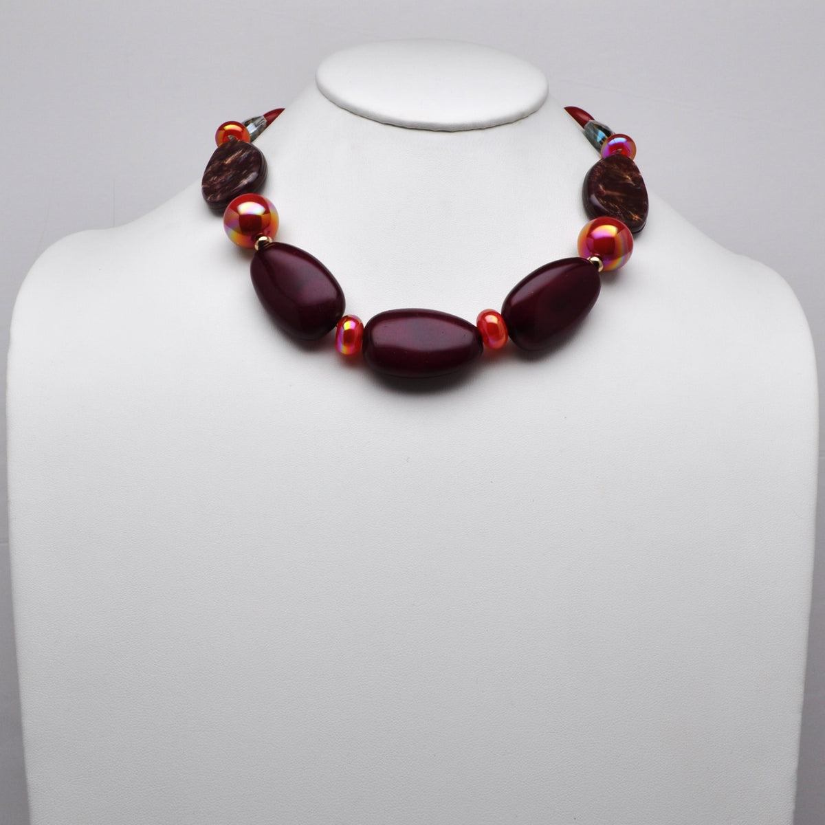 Chunky Iridescent Pebble Bead Collar Necklace