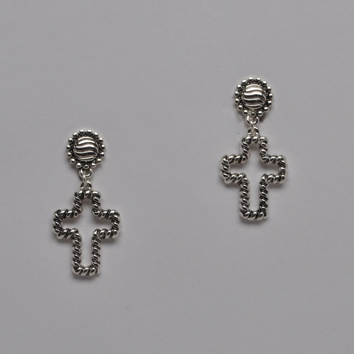 Twisted Rope Cross Drop Earrings