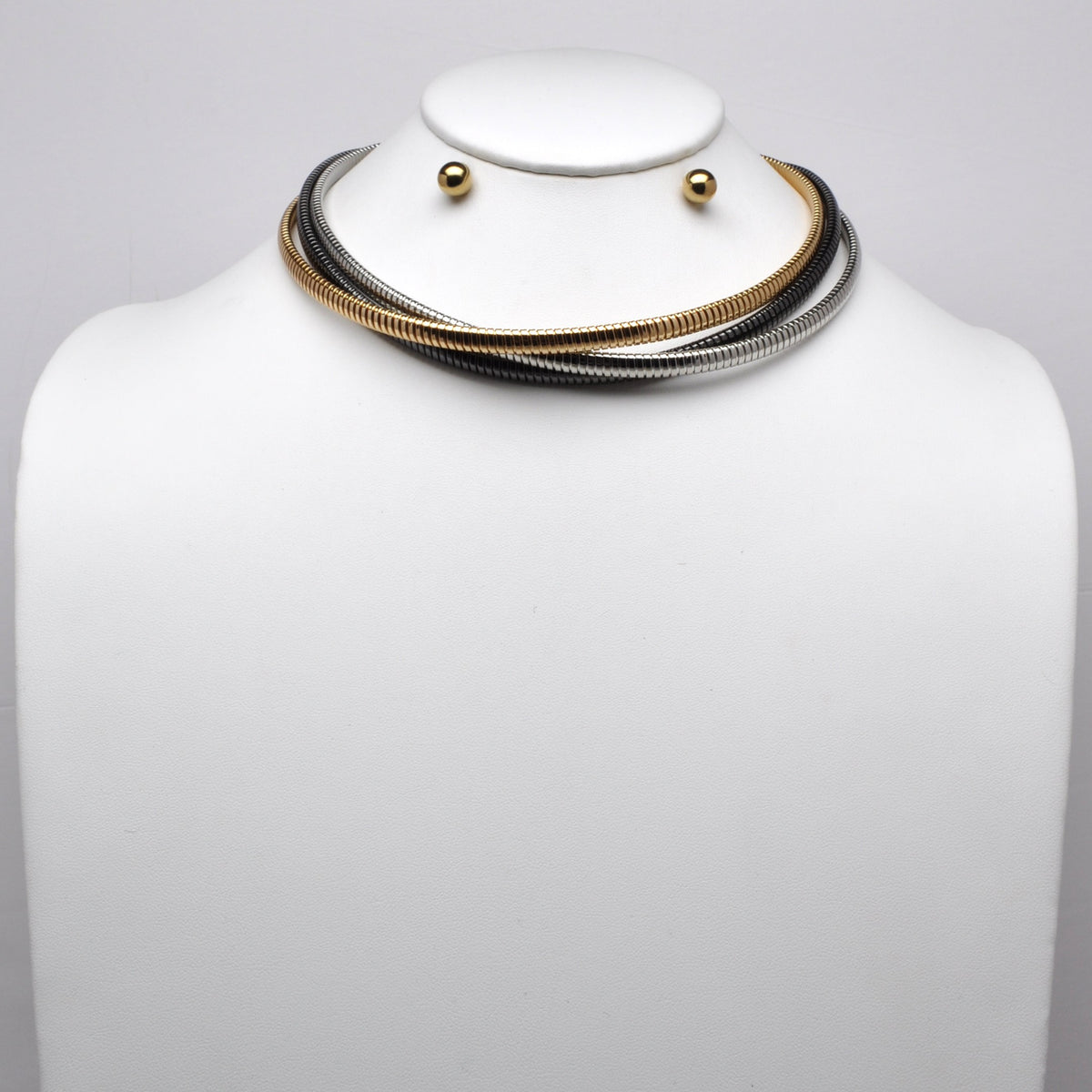 Layered Omega Chain Collar Necklace Set