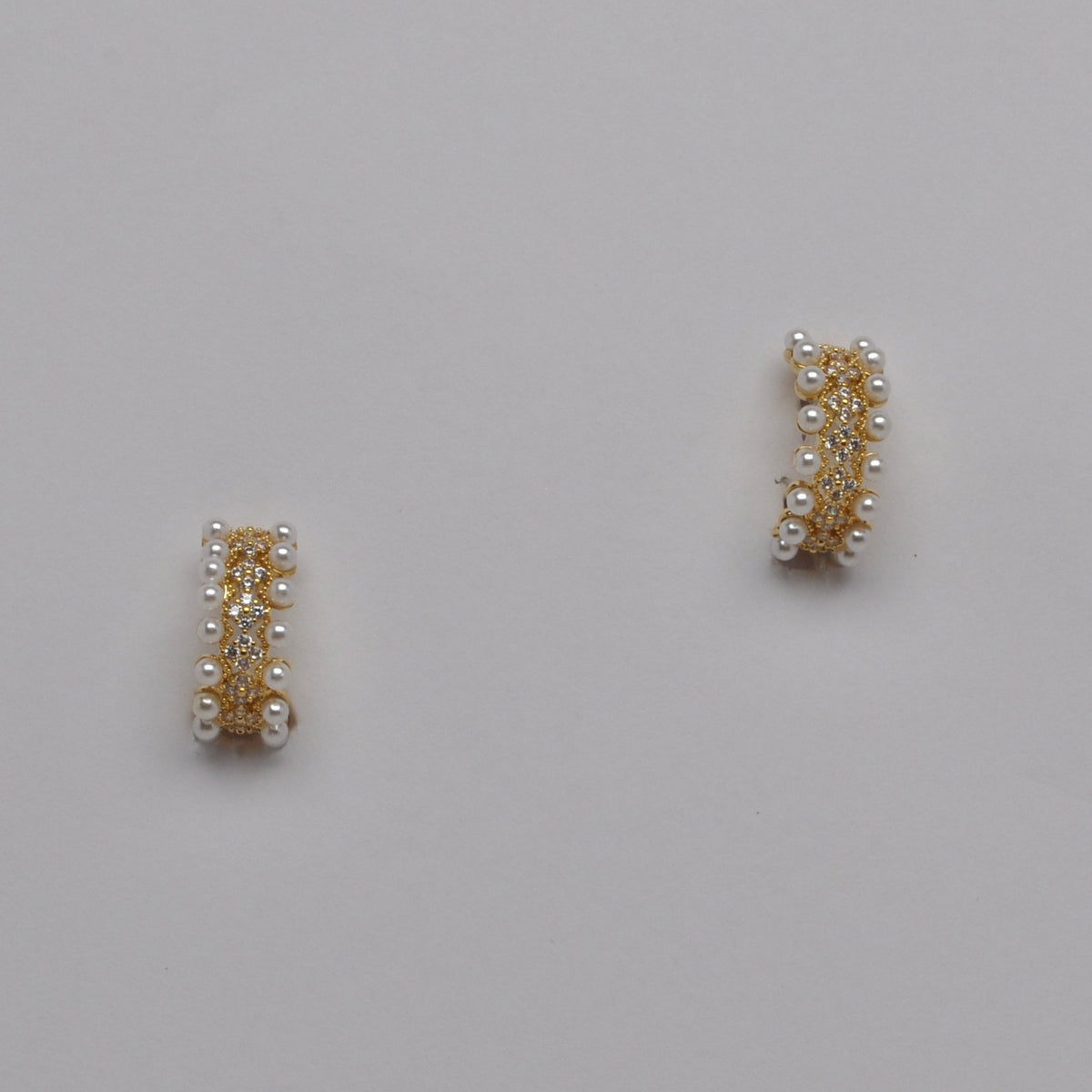 Multi-Row Crystal and Pearl Hoop Earrings