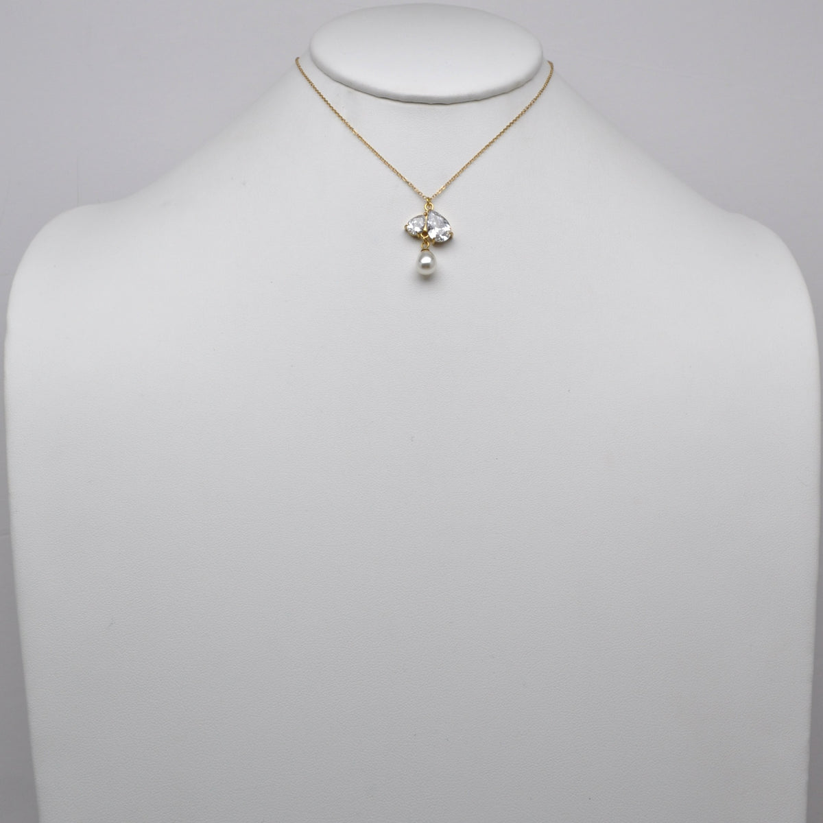 Double Gemstone Pearl Cluster Necklace