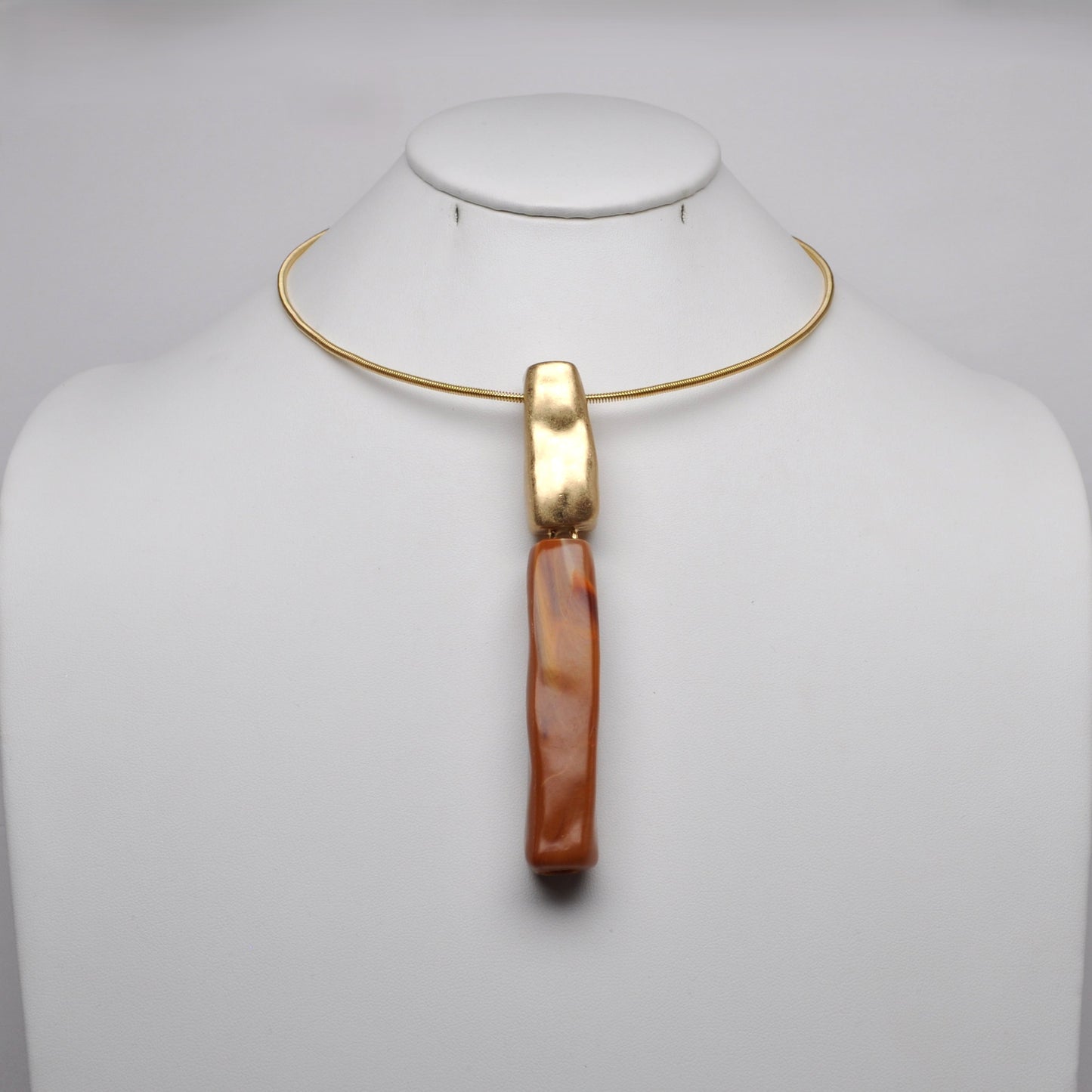 Torque Long Rectangle Lucite Pendant Choker Necklace