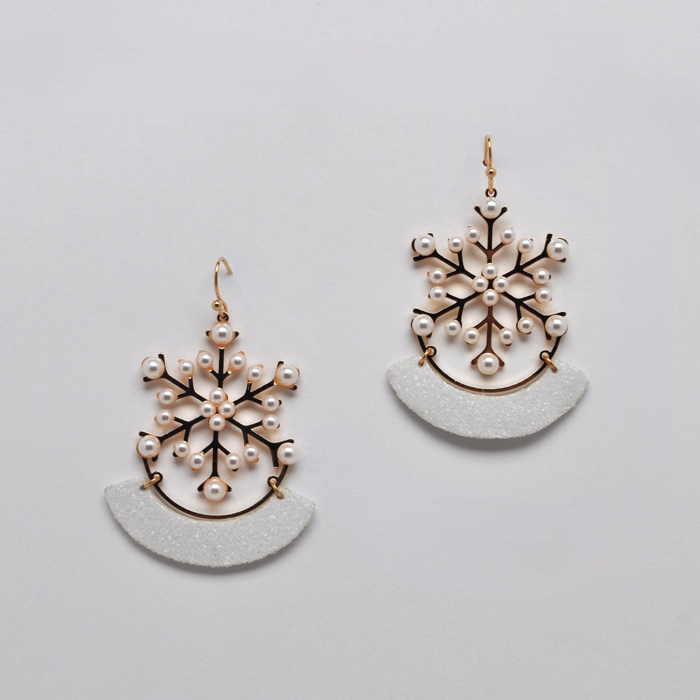Snowflake Glitter Drop Design Earrings
