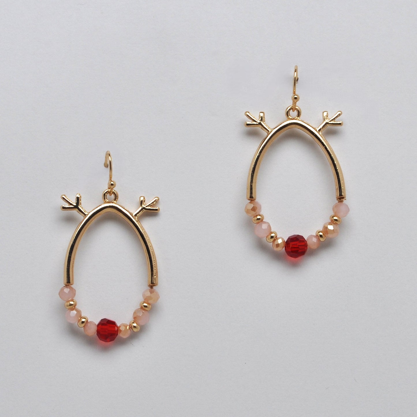 Oval Reindeer Antlers Holiday Earrings