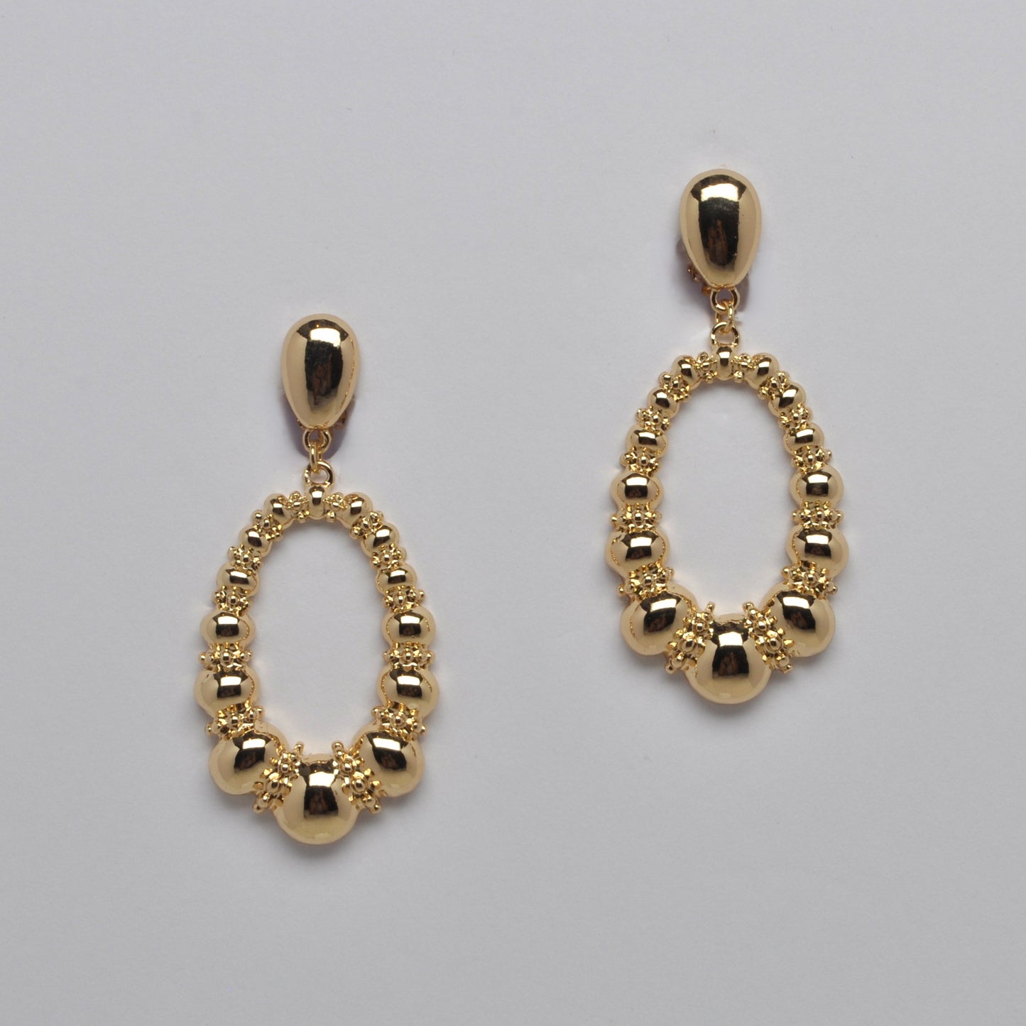 Oval Bubble Design Clip Earrings