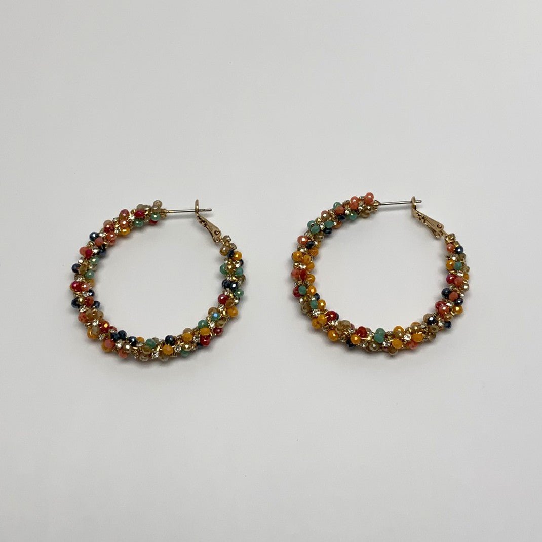 Colorful Beaded Hoop Earrings