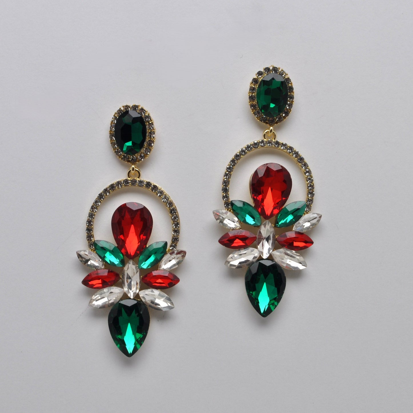 Crystal Half Ring Drop Earrings