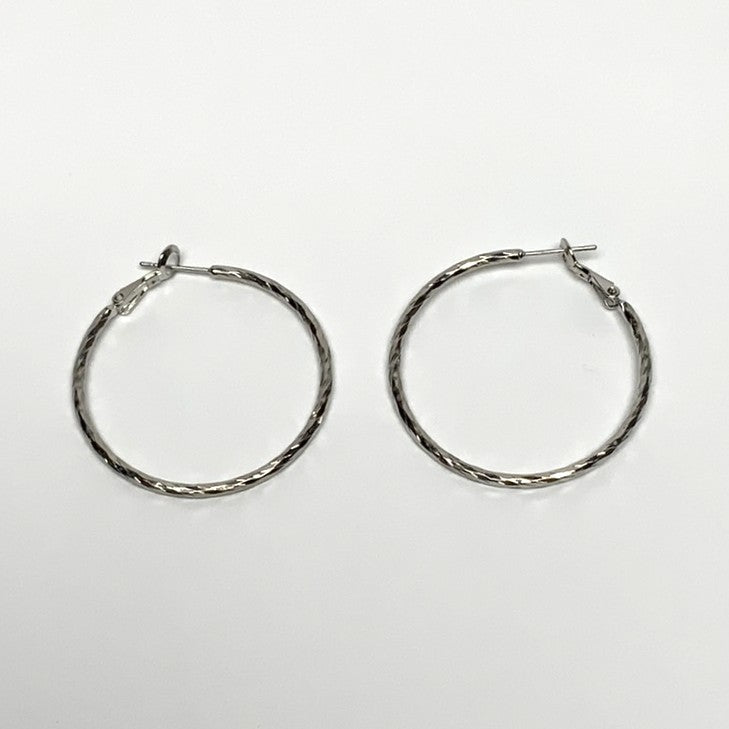 Mid-Size Textured Hoop Earrings