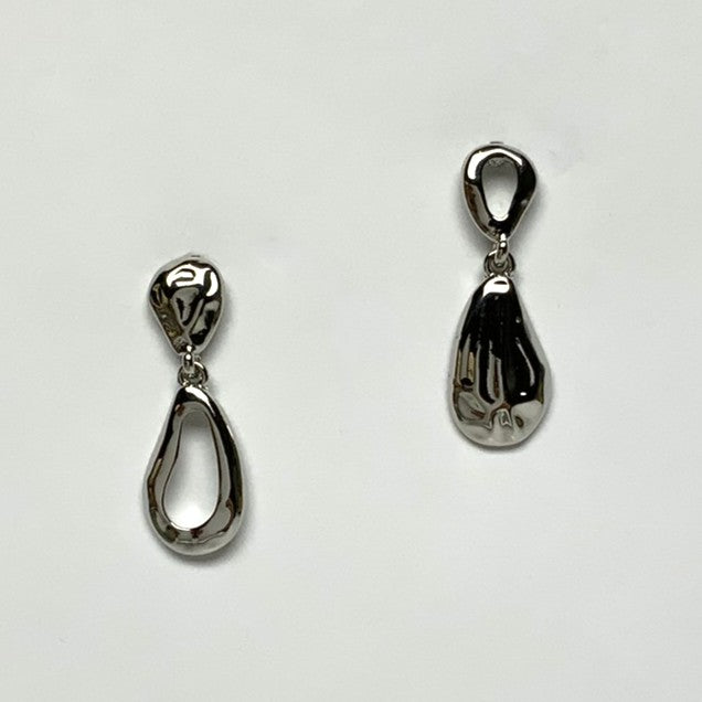 Hammered Teardrop Outline Earrings