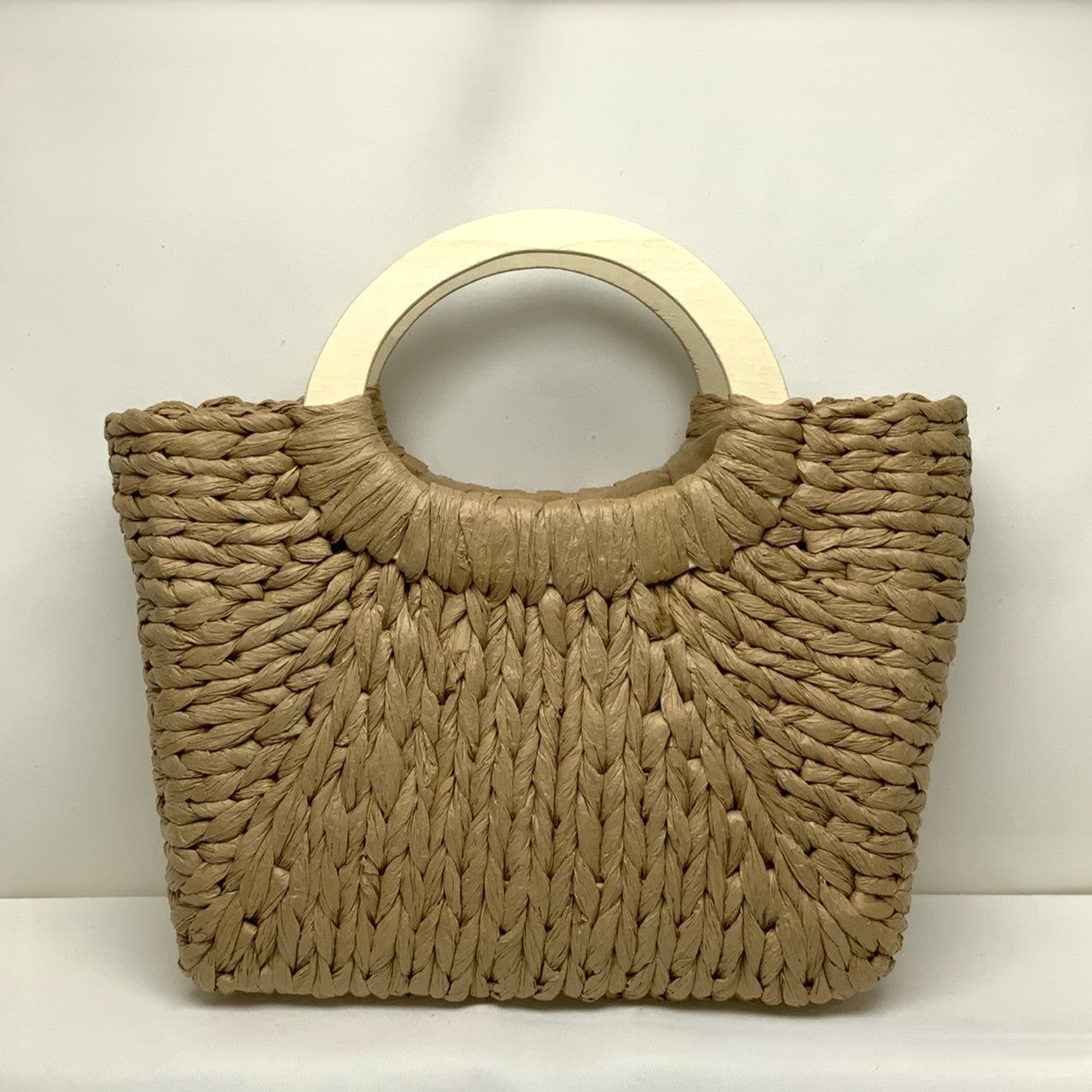 Thick Braided Twine Wooden Handle Handbag (AC-67)