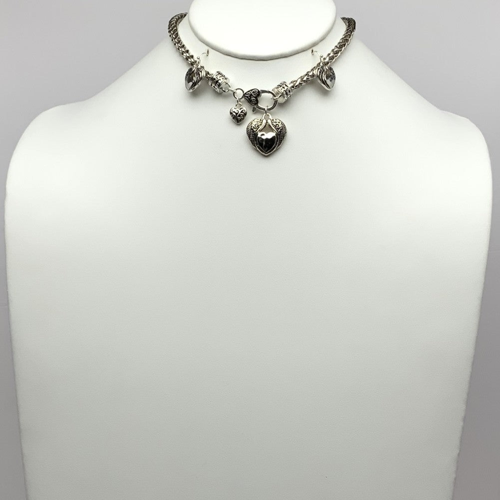 Western Heart Charm Clasp Necklace Set