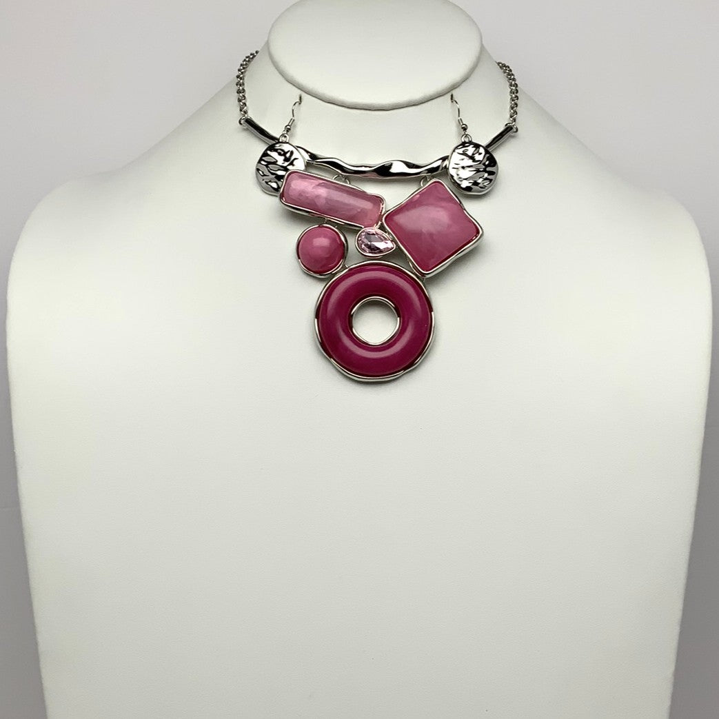Chunky Lucite Bib Style Necklace Set