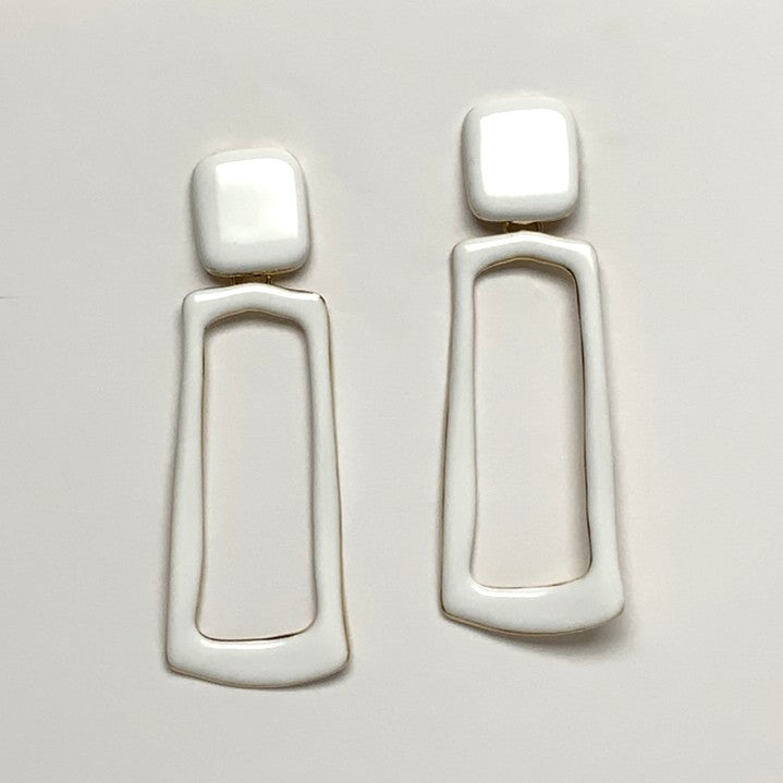 Rounded Rectangle Clip Earrings