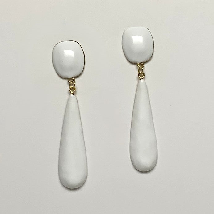 Rounded Square Teardrop Clip On Earrings