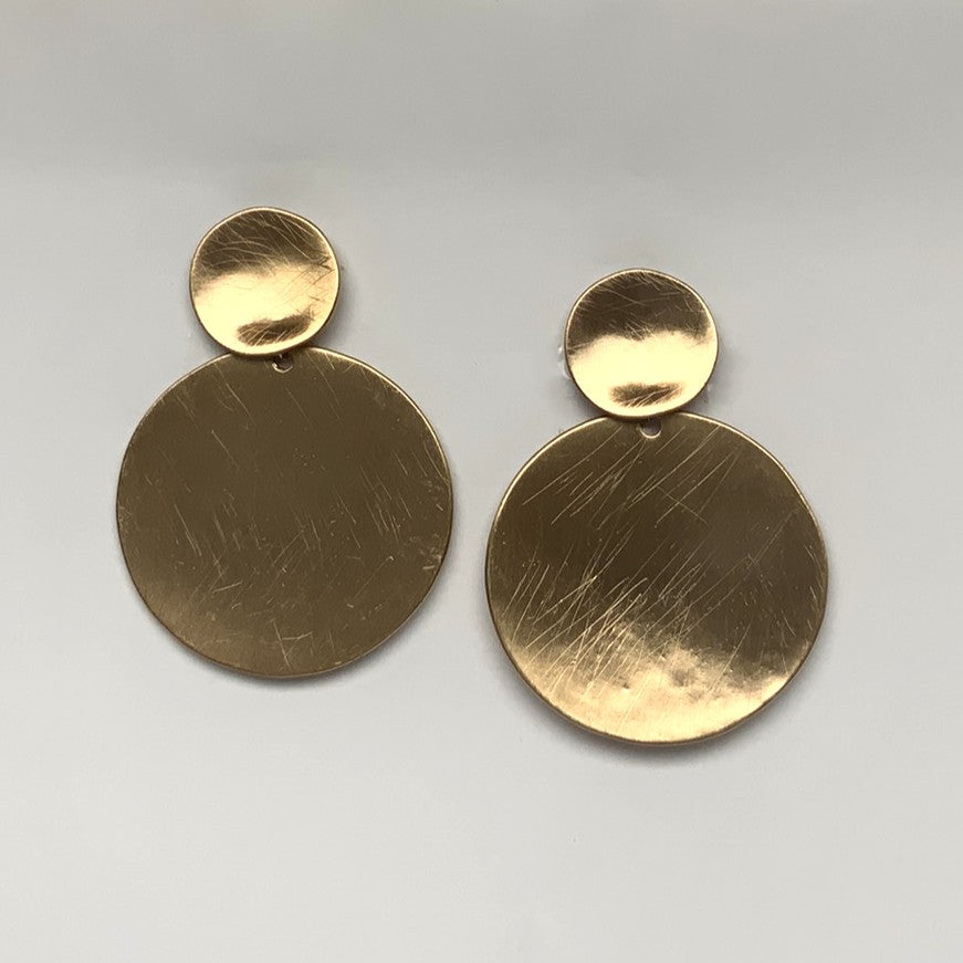 Large Flat Circle Drop Clip Earring