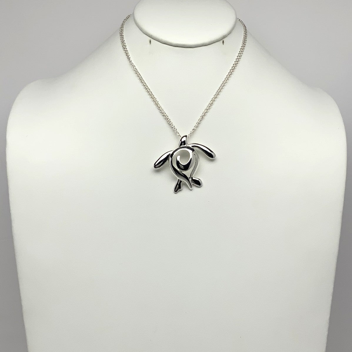 Long Metal Spiral Look Turtle Necklace