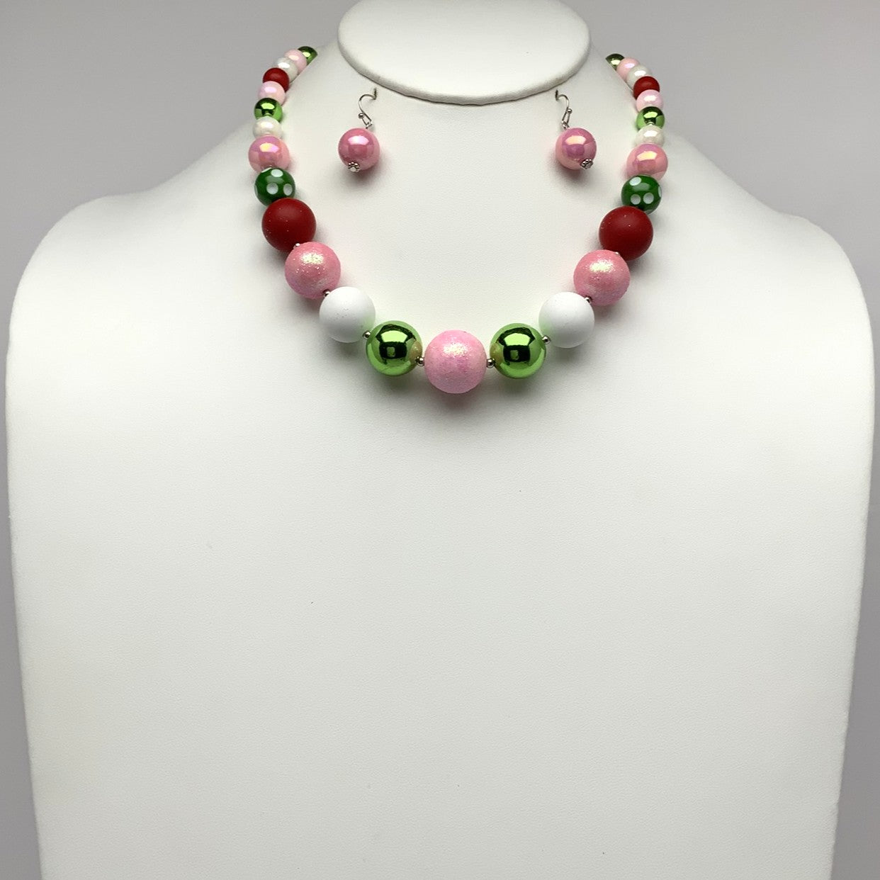 Ornament Bead Glitter Necklace Set