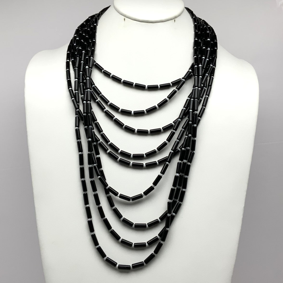 Long Multi Strand Lucite Tubes Necklace Set