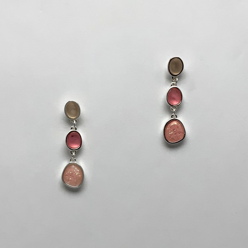 Three Tier Sea Glass Look Drop Earring
