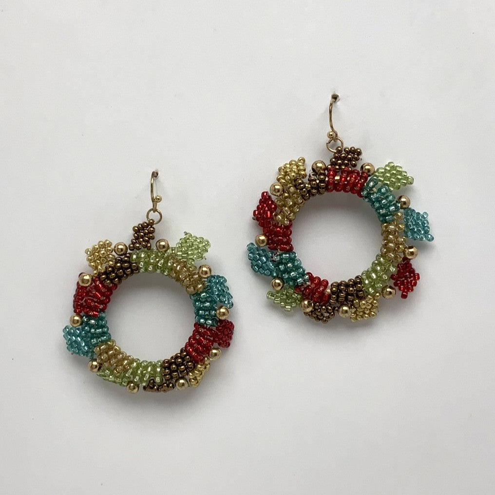Beaded Circle Statement Earrings