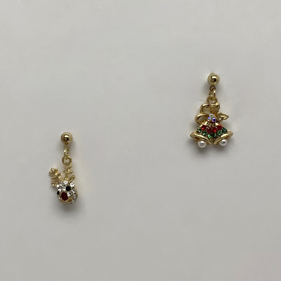 Christmas Reindeer & Bell Earrings