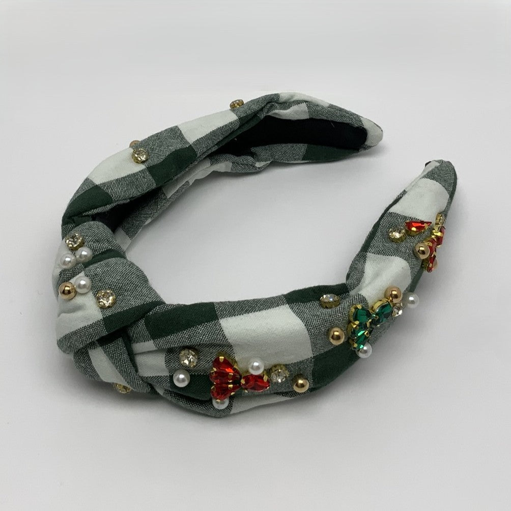 Christmas Pattern Crystal Knot Headband