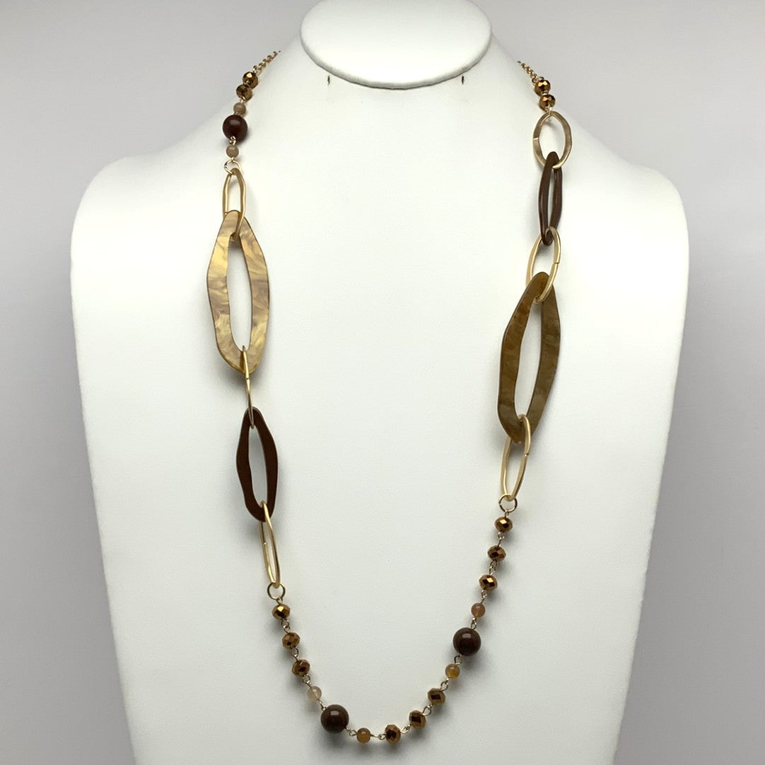 Long Oval Lucite Crystal Necklace