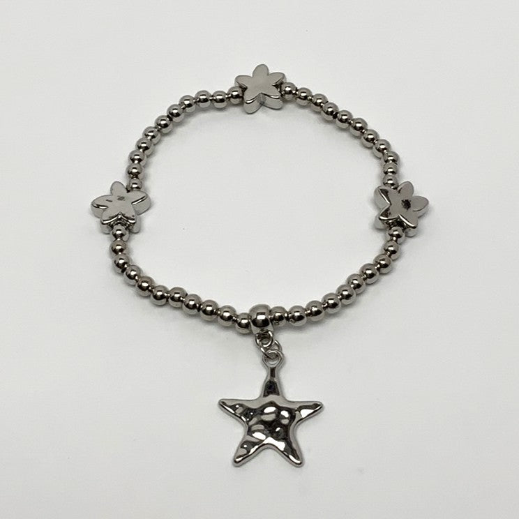Beaded Textured Star Charm Bracelet