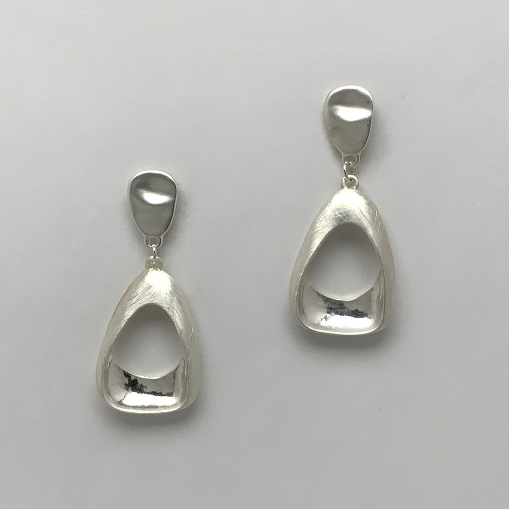 Metal Distressed Look Triangle Earring
