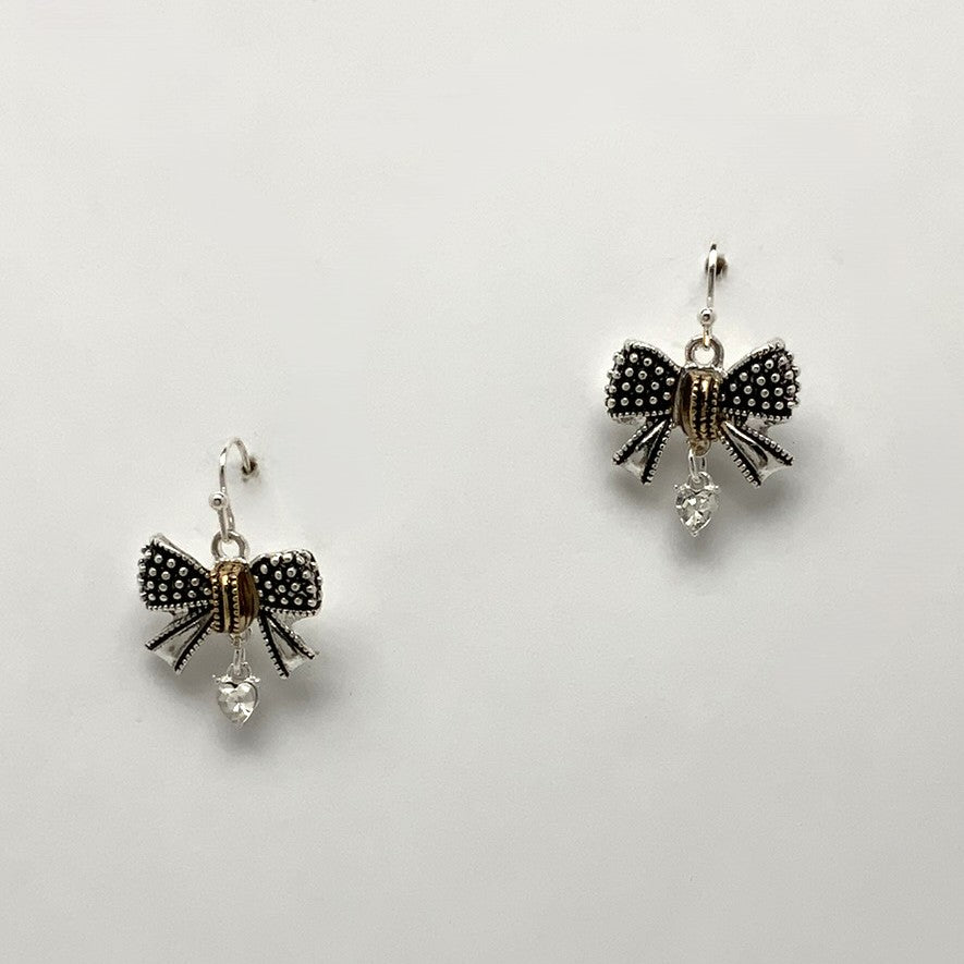 Western Style Bow Crystal Charm Earrings