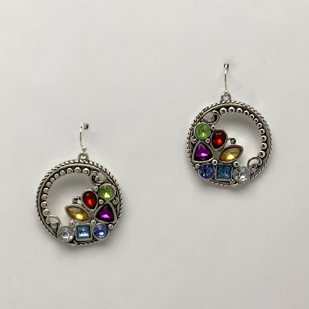Western Style Circle Crystal Cluster Earrings