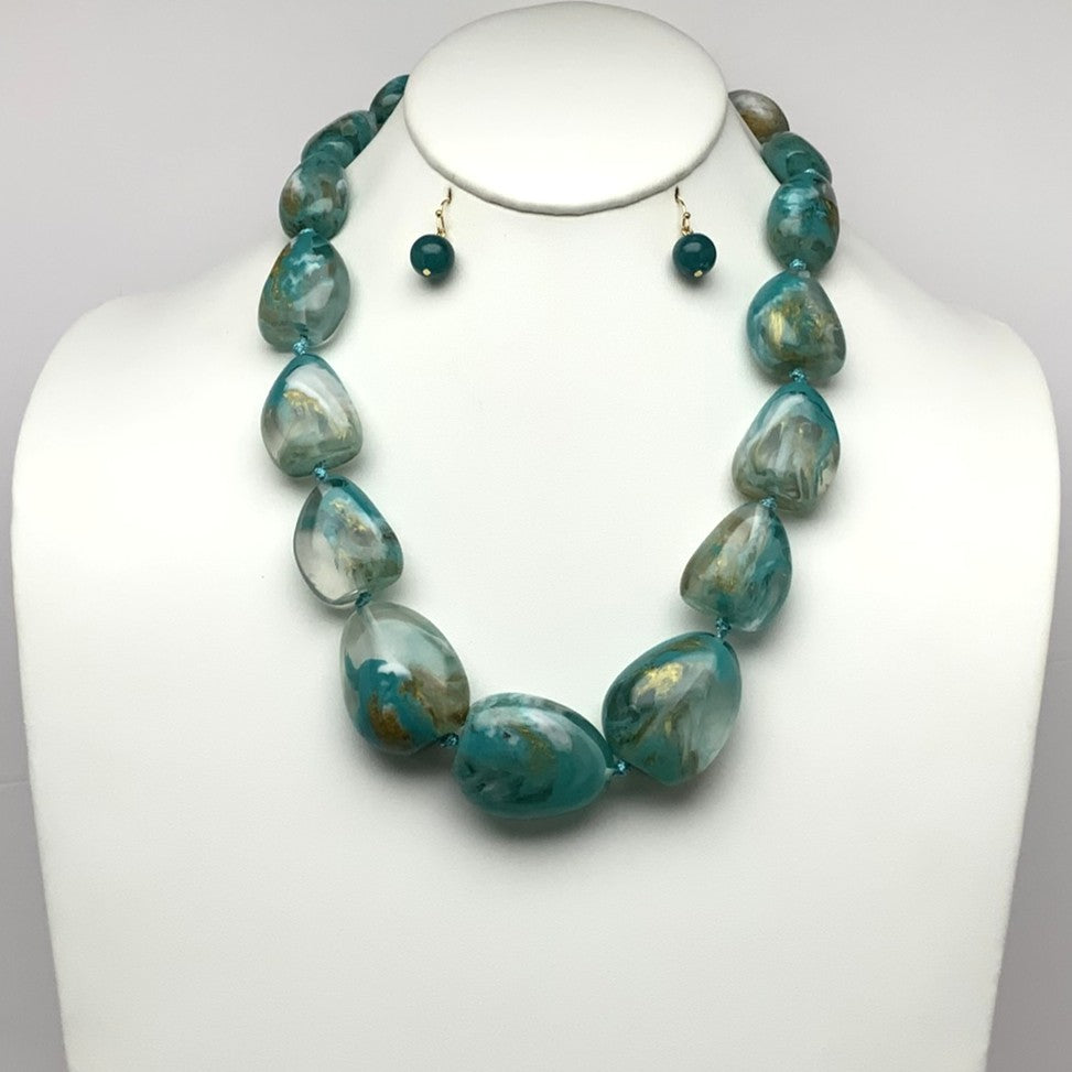 Chunky Lucite Stone Necklace Set