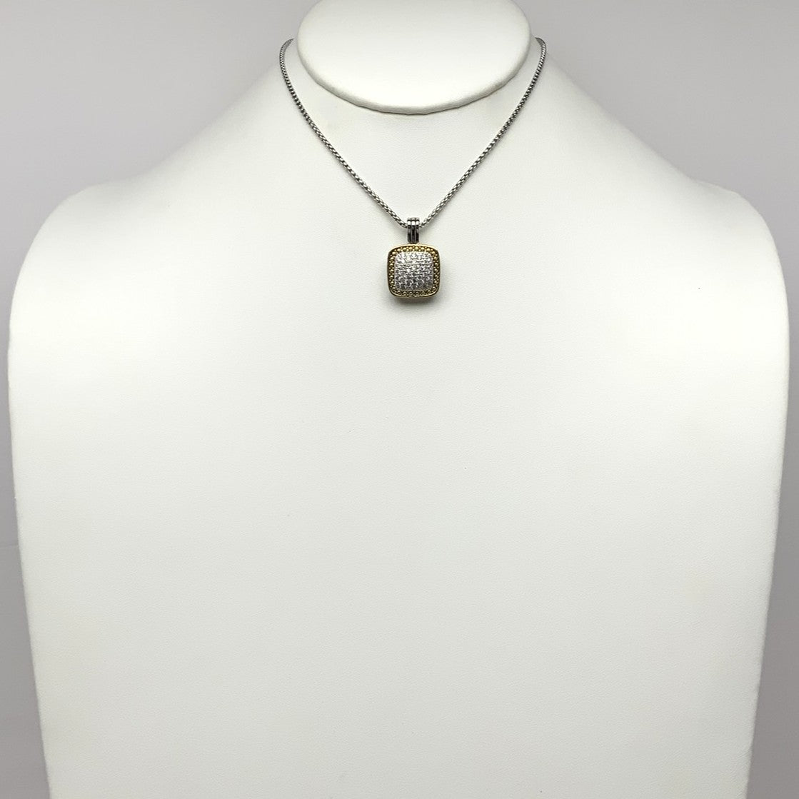 Cubic Zirconia Square Pendant Necklace